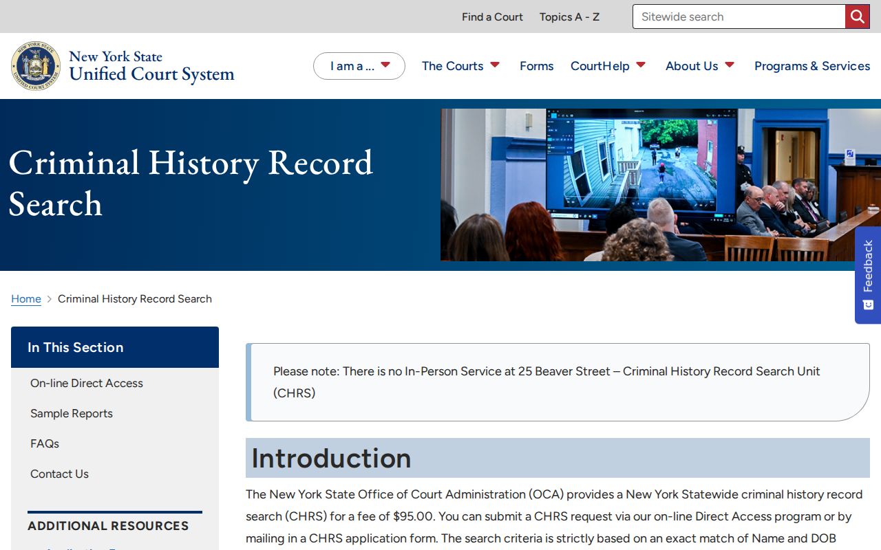 Ulster County criminal history New York court record search