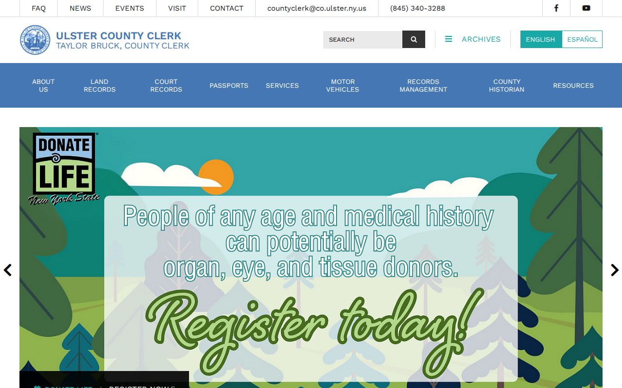 Ulster County criminal court case County Clerk contact page