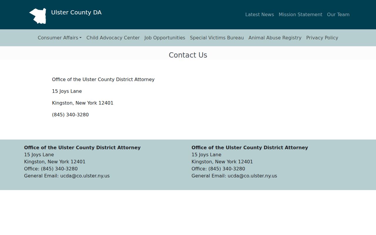 District Attorney contact location tied to Ulster County arrest cases