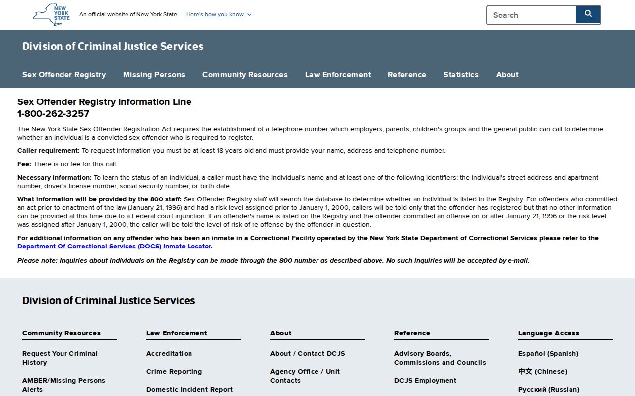 Ulster County sex offender registry telephone information rules